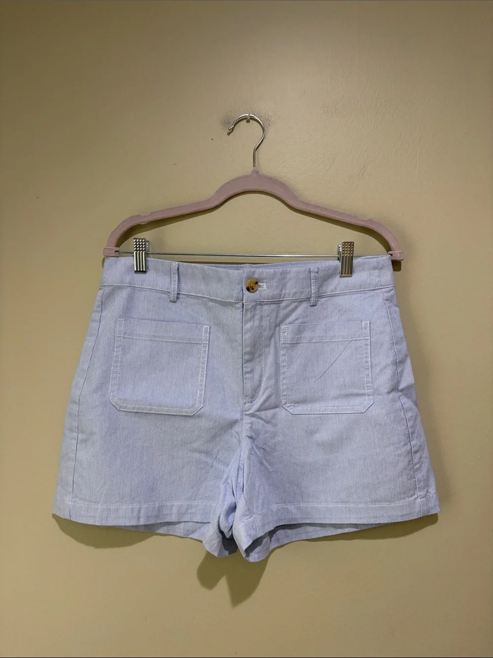 🔥J. Crew Factory Light Blue striped  Women's Patch Pocket Shorts